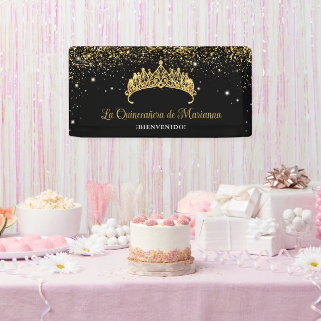 Banderoles Gold Confetti Quinceanera Tiara (Fête)