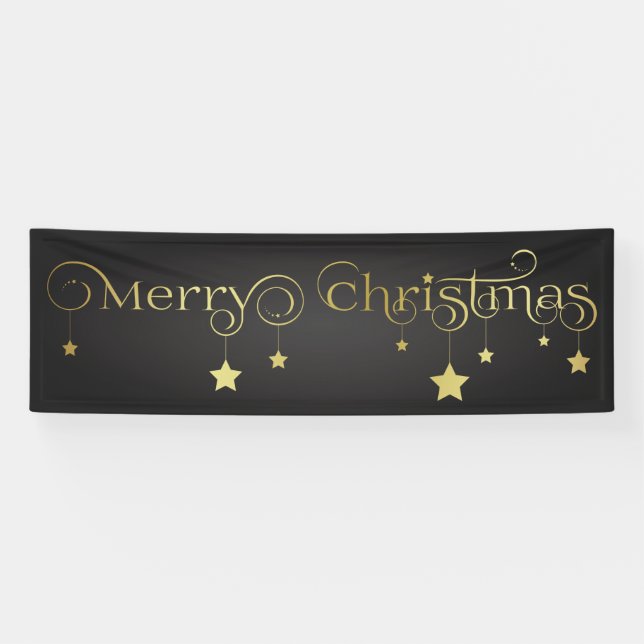 Banderoles Gold Joyeux Noël étoiles (Horizontal)