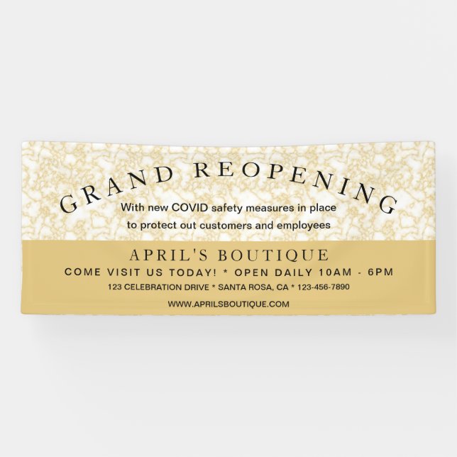 Banderoles Gold Marble Business Reouverture COVID Safety (Horizontal)