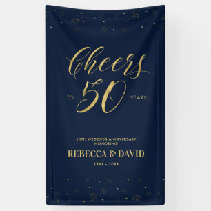 Banderoles Gold & Marine Moderne 50e anniversaire de Mariage