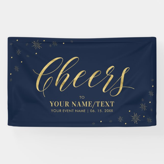 Banderoles Gold & Navy Modern Chevaucher Toutes les occasions (Horizontal)