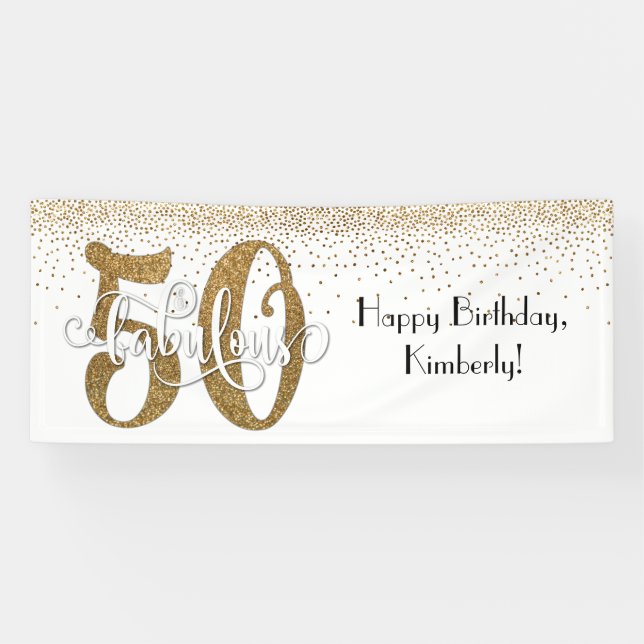 Banderoles Gold Parties scintillant Confetti 50 et fabuleux j (Horizontal)