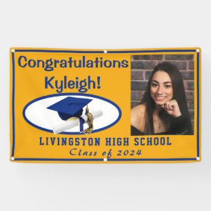 Banderoles Gold & Royal Blue Accent Vinyl Graduation Photo