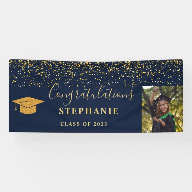 Banderoles Gold Script Marine Fetti Félicitations Grad (Horizontal)