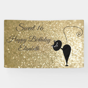Banderoles Golden glittery drôle whimsical chat doux 16 fête