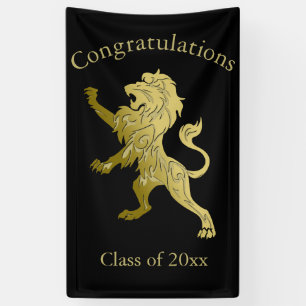 Banderoles Golden Royal Lion sur le nom personnel noir