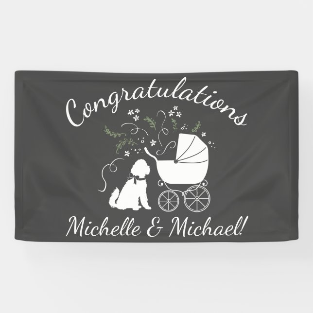 Banderoles Goldendoodle Chien Baby shower sans genre (Horizontal)