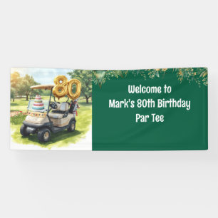 Banderoles Golf 80e anniversaire avec gâteau sur le parcours 