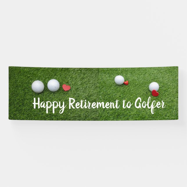 Banderoles Golf de retraite heureux balle de golf avec amour  (Horizontal)