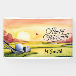 Banderoles Golf Happy Retirement parcours de golf et nom de g