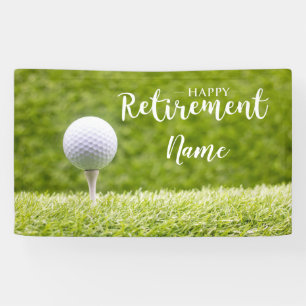 Banderoles Golf heureux retraite avec balle de golf sur vert