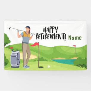 Banderoles Golf heureux retraite avec heureux golfeur sur ver