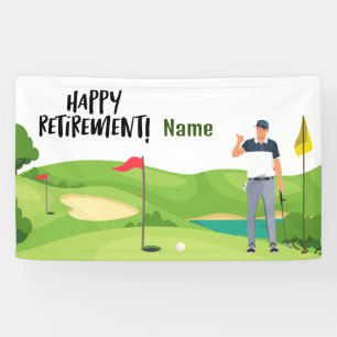 Banderoles Golf heureux retraite avec heureux golfeur sur ver