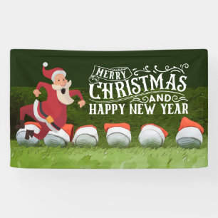Banderoles Golf Joyeux Noël Père Noël sur vert amusant