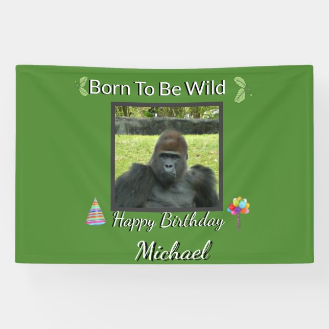 Banderoles Gorilla Jungle Wild Birthday Theme (Horizontal)