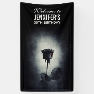 Banderoles Goth Rose noir goutte de sang Macabre Anniversaire