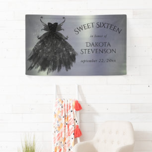 Banderoles Gothique Fairy Black Gown Vampy Goth Glam Sheen