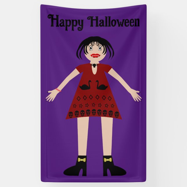 Banderoles Gothique Halloween Vampire Lady Custom (Vertical)