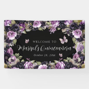 Banderoles Gothique violet et noir Moody Florals Quinceañera