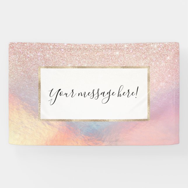 Banderoles Gradient holographique de Rose Gold Glitter Irides (Horizontal)