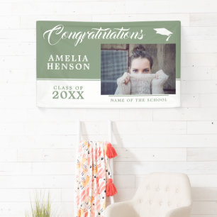 Banderoles Graduation 2022 Pastel Green Graduate Photo Party