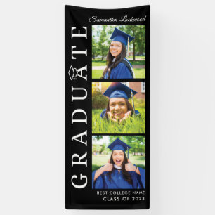 Banderoles Graduation 2025 Photo Collage noir et blanc Grad