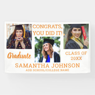 Banderoles Graduation 3 Photo Orange Congrats Graduate 2022