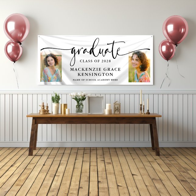 Banderoles Graduation de la photo de script moderne (Modern Script Photo Graduation Banner)