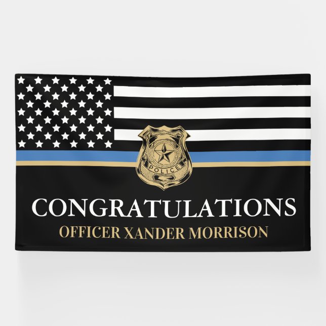 Banderoles Graduation de la police Mince Ligne Bleue Félicita (Horizontal)