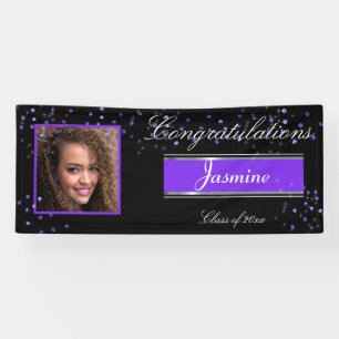 Banderoles Graduation Elégant Purple Sapphires Congrats Grad