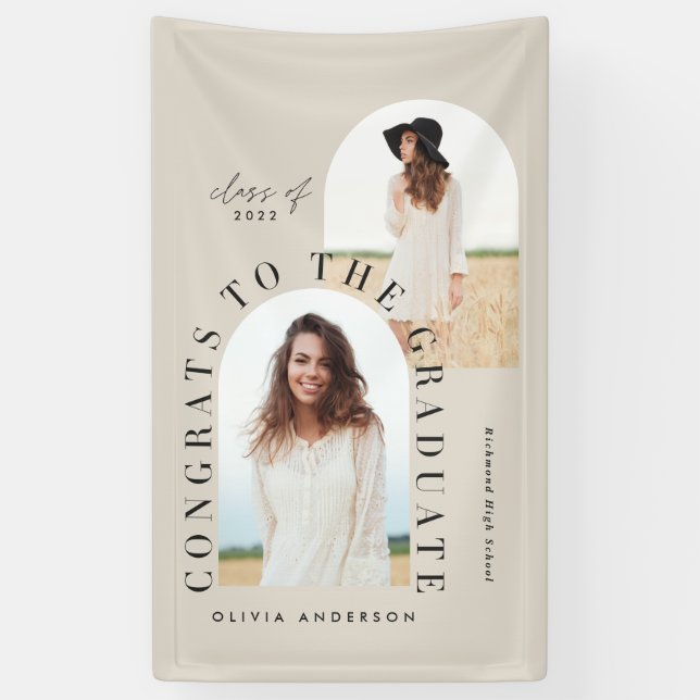 Banderoles Graduation géométrique moderne multi photo arch (Vertical)