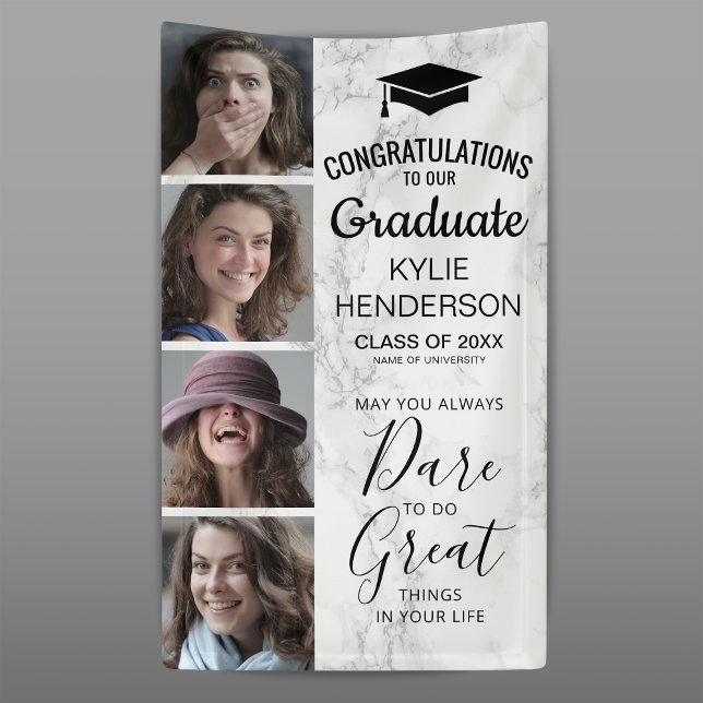 Banderoles Graduation Marble Photo Année de classe 2025 (Créateur téléchargé)