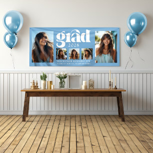 Banderoles Graduation moderne en bleu clair Collage photo