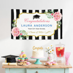 Banderoles Graduation Party Floral Gold Parties scintillant B