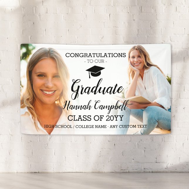 Banderoles Graduation personnalisée - Script de collage photo (Personalized Graduation Photo Collage Script Banner
)