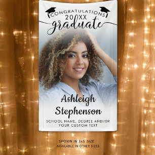 Banderoles Graduation Photo Élégant Script Félicitations Grad