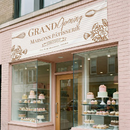 Banderoles Grand Opening Bakery Business Floral Whisk Spoon