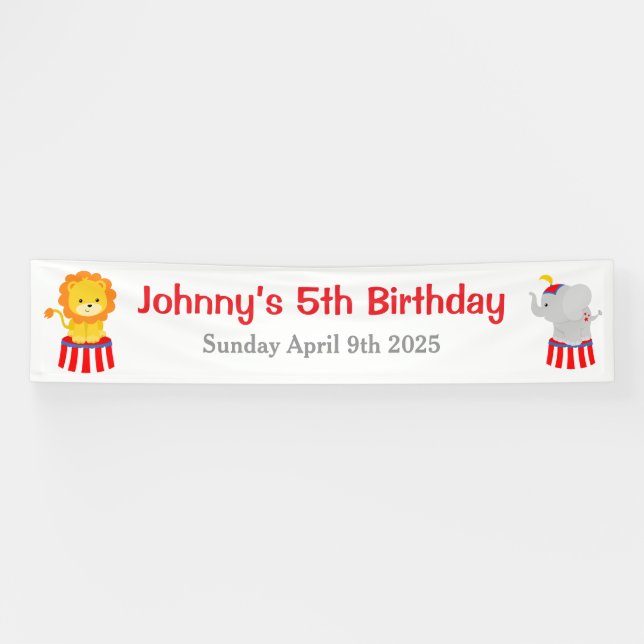 Banderoles Grand Top Carnaval de cirque Anniversaire en rouge (Horizontal)