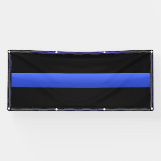 Banderoles Grande Ligne Bleue Mince Avec Bordure Étoiles (Horizontal)