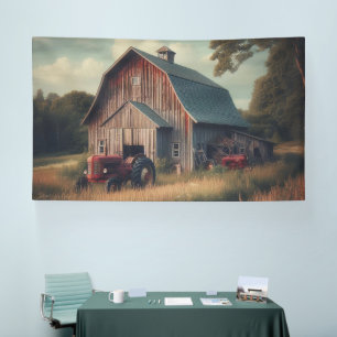 Banderoles Grange rustique vintage et vieux tracteurs