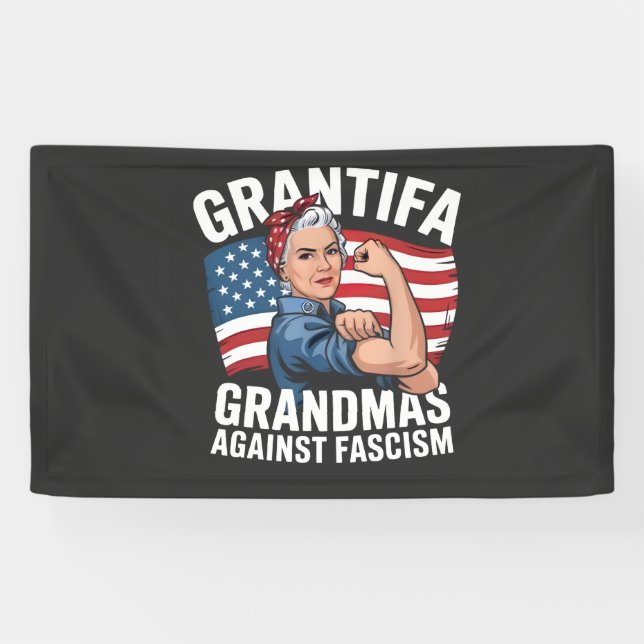 Banderoles Grantifa Grandma Against Facism No King USA  (Horizontal)