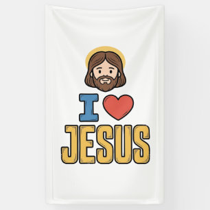 Banderoles Graphique chrétien vintage j'aime Jésus