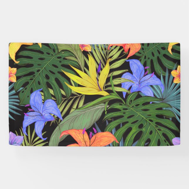Banderoles Graphique de fleur d'Aloha de Hawaii tropical (Horizontal)