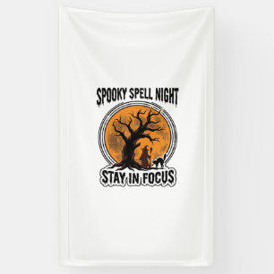 Banderoles Graphisme sorcière d'Halloween vintage et chat noi