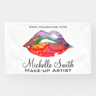Banderoles Gras Rainbow Lips Aquarelle Dessin maquillage beau