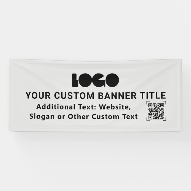 Banderoles Gray Business Logo Company QR Promo Personnalisé 2 (Horizontal)