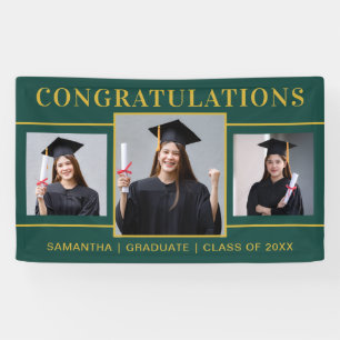 Banderoles Green And Gold 3 - Félicitations pour la graduatio