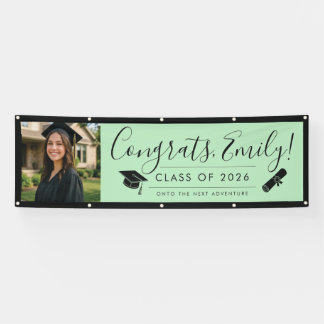 Banderoles GREEN & BLK 2026 | Graduation Banner with Photo