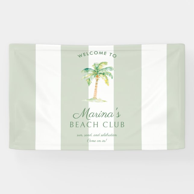 Banderoles Green Cabana Stripes Palm Beach Club Welcome (Horizontal)