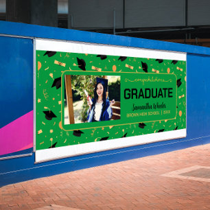 Banderoles Green Congrats Graduate Custom Photo Graduation